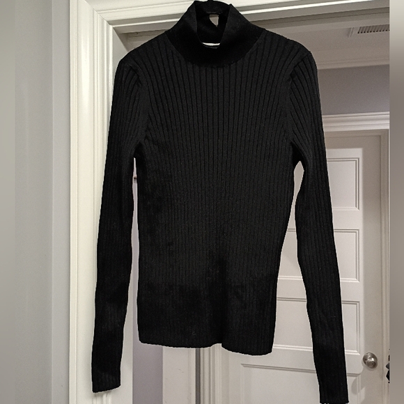 Lafayette 148 New York Knit Mock Turtleneck Sweater Women's Size Large Black New
